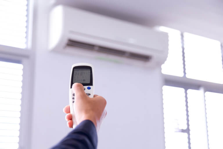 remote control of ductless mini split AC unit